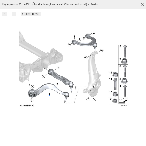 BMW G60 DX Ön Üst Salıncak Sağ